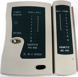 TESTADOR DE CABOS DE REDE E TELEFONE RJ11 E RJ45 S/ BATERIA