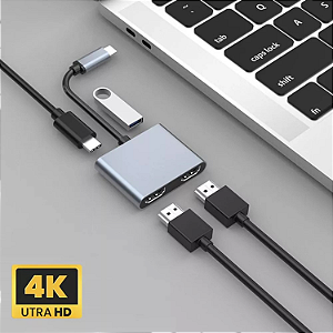 CONVERSOR ADAPTADOR USB C PARA DUPLO HDMI DUAS TELAS IGUAIS 1080 4K