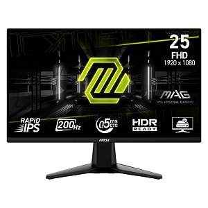 MONITOR GAMER MSI MAG 25" FULL HD 200HZ 0.5MS RAPID IPS FREESYNC PREMIUM HDR READY PRETO MAG 255F E20