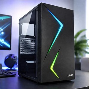 GABINETE GAMER VINIK TWIN EDGE PRETO  LATERAL ACRILICO GGTEACBK
