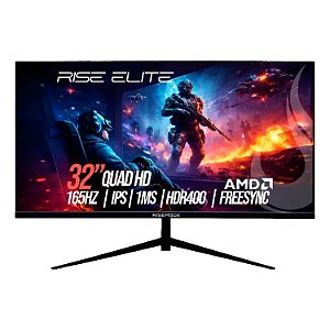 MONITOR GAMER  RISE MODE ELITE 32" QHD 165HZ 1MS  DISPLAYPORT HDMI RGB PRETO RM-MOG-32F 1652K-B