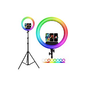 RING LIGHT SELFIE COM LUZ DE LED RGB 22" COM TRIPE 2,10M BMAX BM-L22