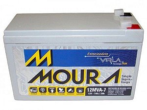 BATERIA SELADA 12V 7A MOURA ALARME E NOBREAK