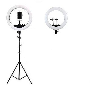 RING LIGHT SELFIE C/ LUZ - LED - 14" COM TRIPE 2M SUPORTE P/ 3 CELULARES