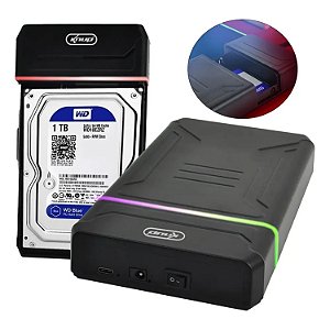 CASE PARA HD EXTERNO 2.5 " 3.5" RGB  KNUP KP-HD843