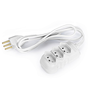 EXTENSAO ELETRICA 5M TRIPOLAR 3 TOMADAS 20A  BRANCA FORCE LINE 200335