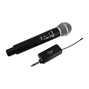 MICROFONE SEM FIO DE MÃO 1 BASTÃO VHF FREQUENCIA FIXA RECARREGÁVEL LITE MM120SF SOLUS