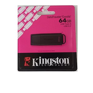 PEN DRIVE 64GB KINGSTON EXODIA DTX64 USB 3.2   PRETO DTXG2/64GB