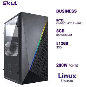 COMPUTADOR SKULL B700 CORE I7 3770 3.4GHZ MEM 8 GB DDR3 SSD 512 FONTE 200W LINUX UBUNTU