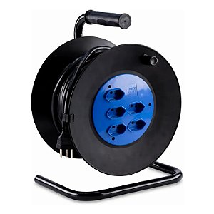 EXTENSÃO ELÉTRICA FORCELINE CARRETEL COM 5 TOMADAS BIVOLT 10A PROFISSIONAL 30M