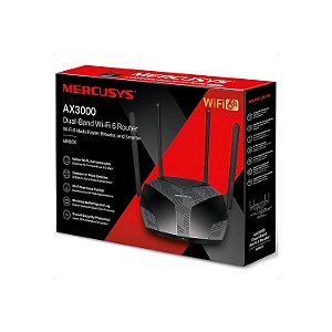 ROTEADOR MERCUSYS GIGABIT DUAL BAND 2.4 5GHz AX 3000 WI-FI 6 EASY MESH MR80X