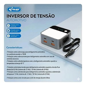 INVERSOR AUTOMOTIVO KNUP KP-TC43 12V PARA 110V 200W