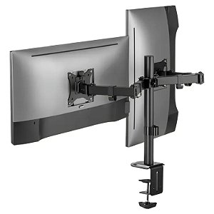 SUPORTE ARTICULADO FORTREK PARA 2 MONITORES DE 17" A 32" FK 445S PRETO