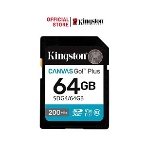 CARTAO DE MEMORIA SD KINGSTON 64GB CLASSE 10 CANVAS GO PLUS - 200MB