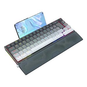 TECLADO MECANICO GAMER SHACO PRO PRETO E CINZA RGB SWITCH MARROM
