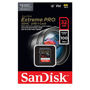 CARTAO DE MEMORIA  SD 32GB SANDISK CLASSE 10 EXTREME PRO 100MB/S