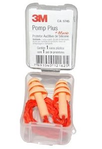 Protetor Auricular De Silicone C/ Cordão 3M Pomp Plus - CA 5745