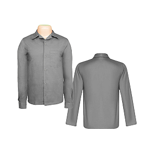 Uniforme Camisa Em Brim Manga Longa Cinza Tamanho G