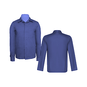 Uniforme Camisa Em Brim Manga Longa Azul Tamanho M