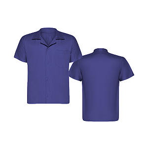 Uniforme Camisa Em Brim Manga Curta Azul Tamanho GG