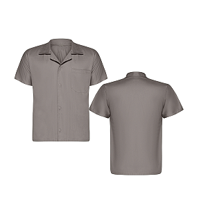 Uniforme Camisa Em Brim Manga Curta Cinza Tamanho G