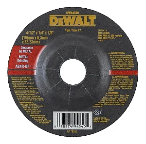 Disco De Desbaste Dewalt 4.1/2 x 1/4 x 7/8 DW44540