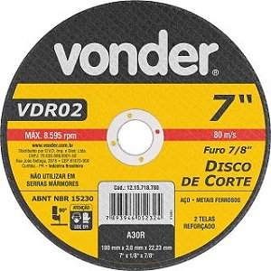 Disco De Corte Vonder 7 x 1/8 x 7/8 VDR02