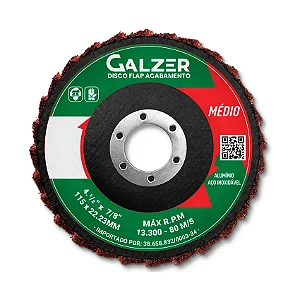 Disco Flap Polimento Galzer 4.1/2 Vermelho Médio