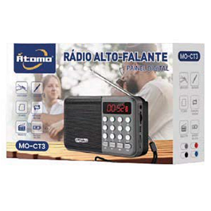 Rádio AM FM Alto Falante Bluetooth com Música e Pilhas Recarregáveis