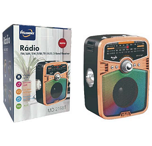 Rádio AM FM com Caixa de Som Bluetooth e Entrada USB
