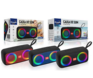 Caixa de Som Portátil Bluetooth 5W com Luzes LED