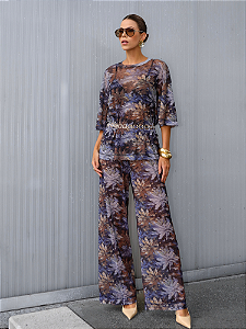 Calça Tule com Trançadeira Detalhe Combinação