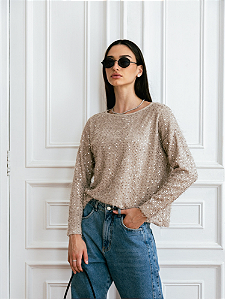 Blusa Tricot Com Detalhe Paete