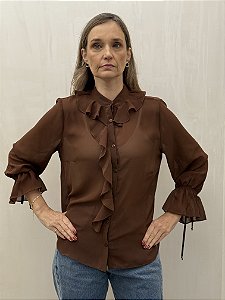 Blusa Chiffon Babado Gola E Vista
