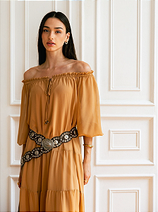 Vestido Midi Boho Chiffon