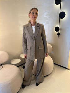 Blazer Com Bolsos Pied De Poule