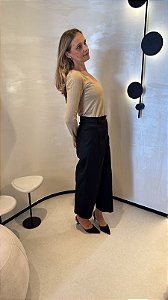 Calça Culote De Sarja Com Pespontos