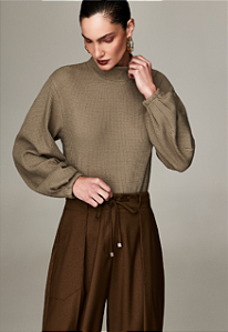 Blusa Malha Com Manga Ballon