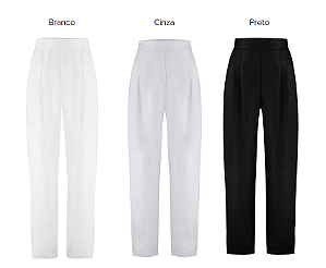 Calça De Linho Com Prega Na Barra