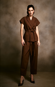 Colete Algodão Misto Com Cinto