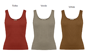 Regata Malha Waffle Decote U