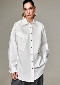 Camisa Manga Longa Com Martingale E Bolso