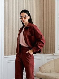 Jaqueta De Suede Com Bolsos
