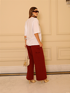 Calça Sarja Com Recortes e Pespontos