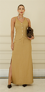 Colete Linho De Alça Com Botões