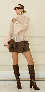 Blusa Chiffon De Viscose Com Babados