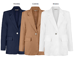 Blazer Linho Sem Forro com Prega Nas Costas