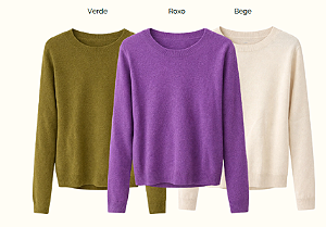 Blusa Cashemere Manga Longa Gola Careca