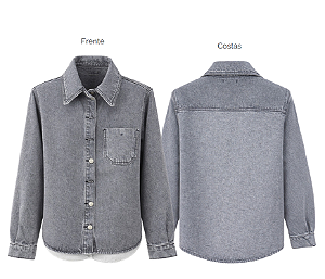 Camisa Jeans Preto Com Bolsos