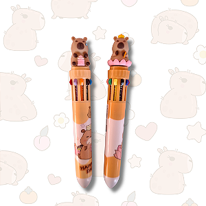 Caneta 10 Cores Capivara Fofa